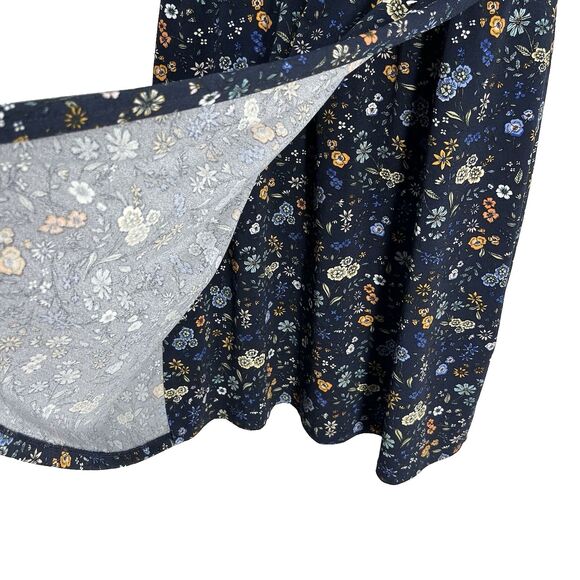 H&M Women Size Large Blue Floral Print Jersey Wrap Dress 3/4 Sleeve Stretchy - Picture 8 of 9